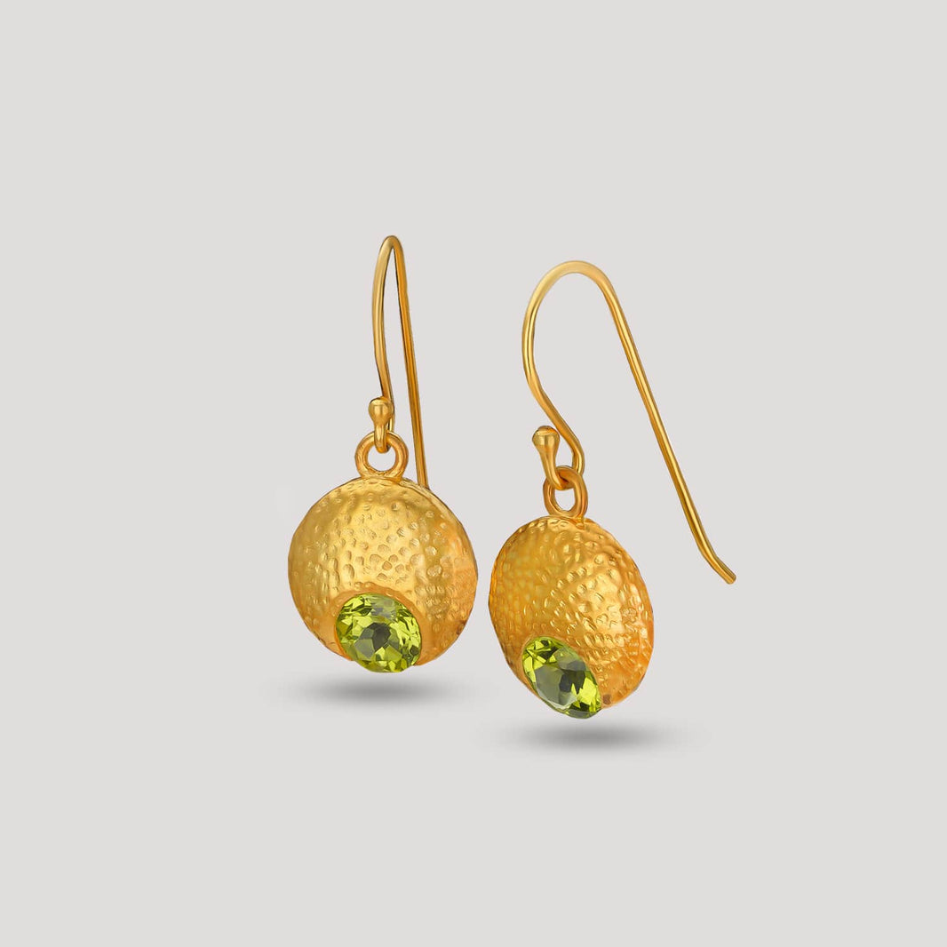 Moon Hammered Peridot and Garnet Earrings - Soul Nomads