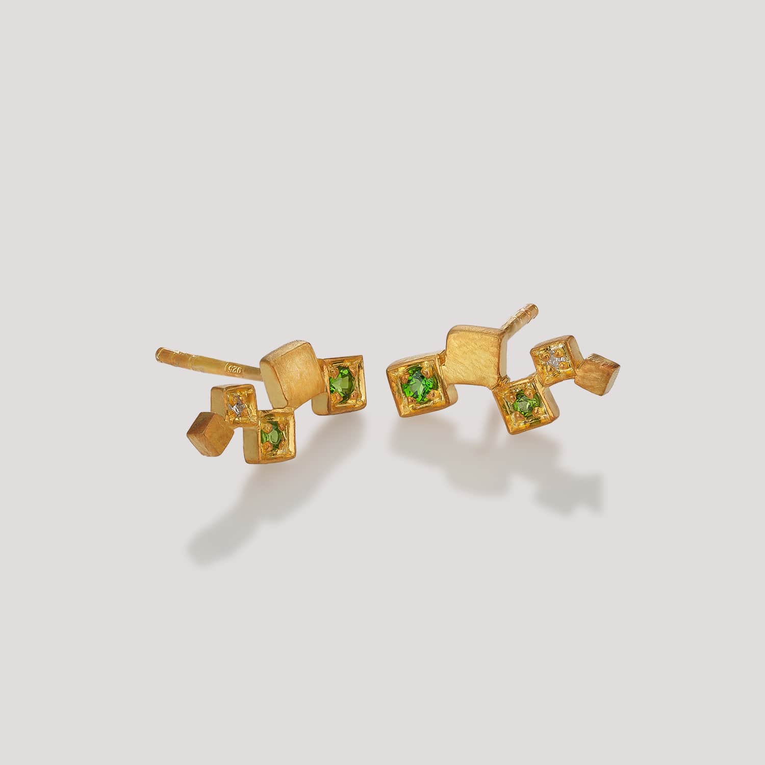 Puzzle Squared Diamond & Colorstone Earrings - Soul Nomads